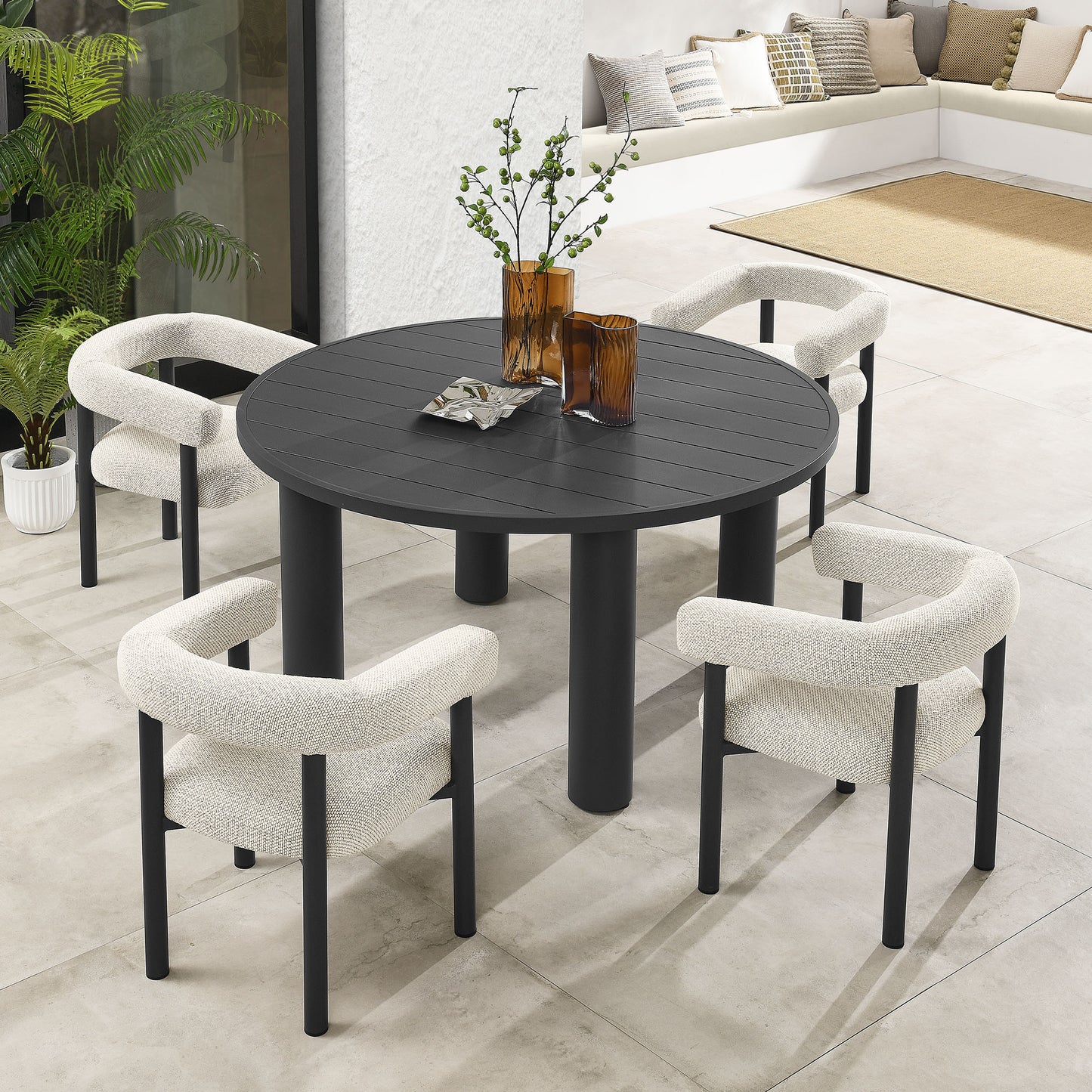 Nautica 5-Piece Round Outdoor Patio Aluminum Dining Table and Chairs Set by Modway | Dining Tables | Modishstore - 7