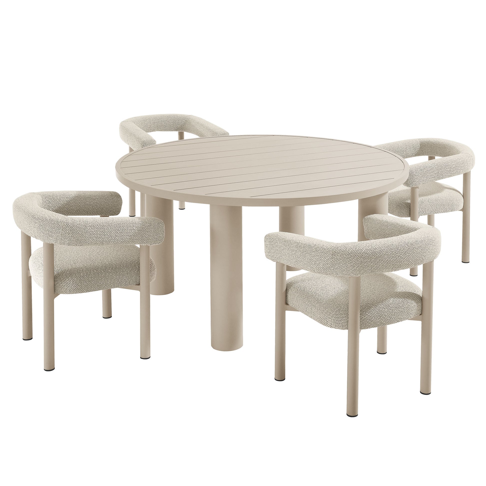 Nautica 5-Piece Round Outdoor Patio Aluminum Dining Table and Chairs Set by Modway | Dining Tables | Modishstore - 9