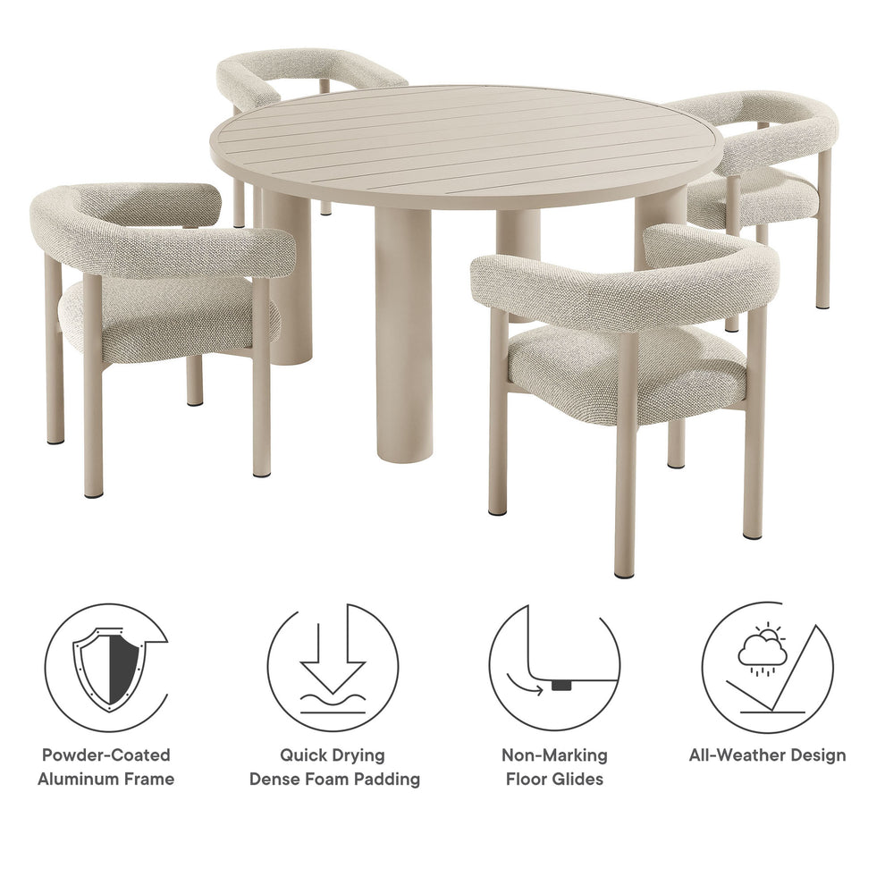 Nautica 5-Piece Round Outdoor Patio Aluminum Dining Table and Chairs Set by Modway | Dining Tables | Modishstore - 12