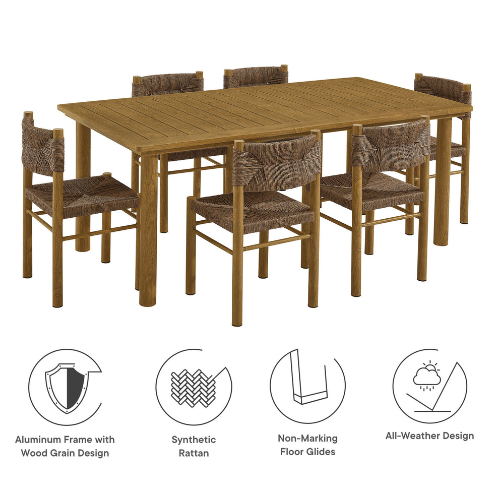 Parkland 7-Piece Rectangular Outdoor Patio Rattan and Aluminum Dining Table and Chairs Set by Modway | Dining Tables | Modishstore - 4