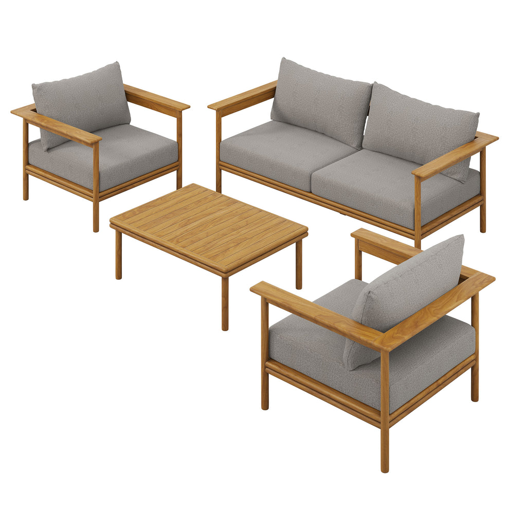 Wren 4-Piece Outdoor Patio Teak Wood Furniture Set by Modway | Outdoor Chairs | Modishstore - 2