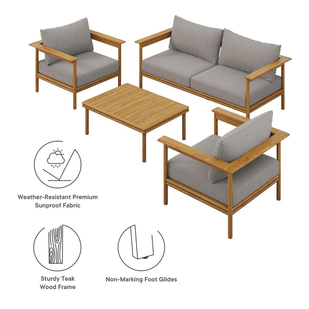 Wren 4-Piece Outdoor Patio Teak Wood Furniture Set by Modway | Outdoor Chairs | Modishstore - 3