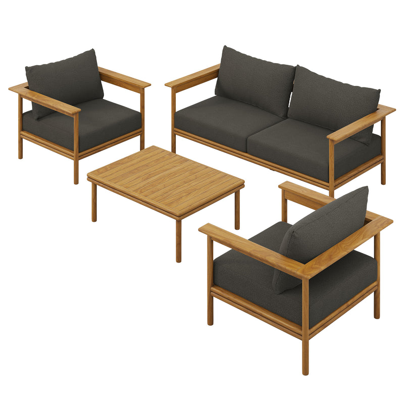 Wren 4-Piece Outdoor Patio Teak Wood Furniture Set by Modway | Outdoor Chairs | Modishstore - 4