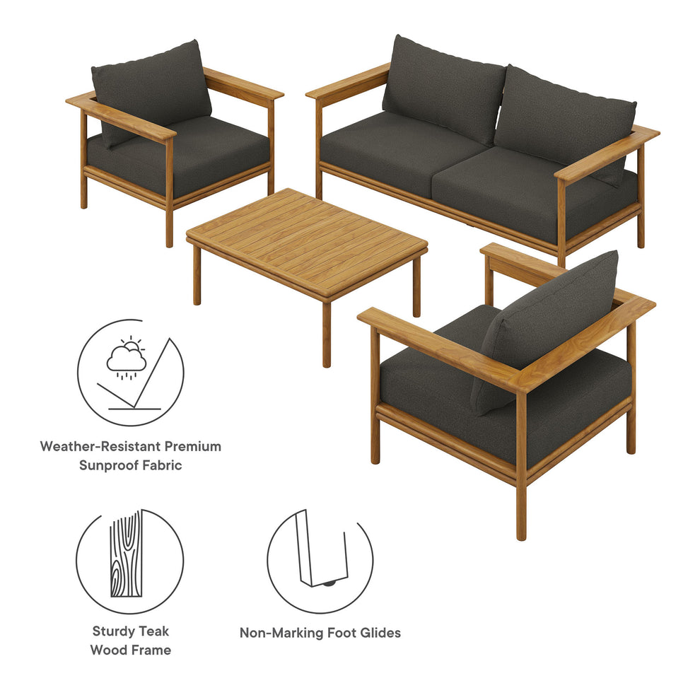 Wren 4-Piece Outdoor Patio Teak Wood Furniture Set by Modway | Outdoor Chairs | Modishstore - 6