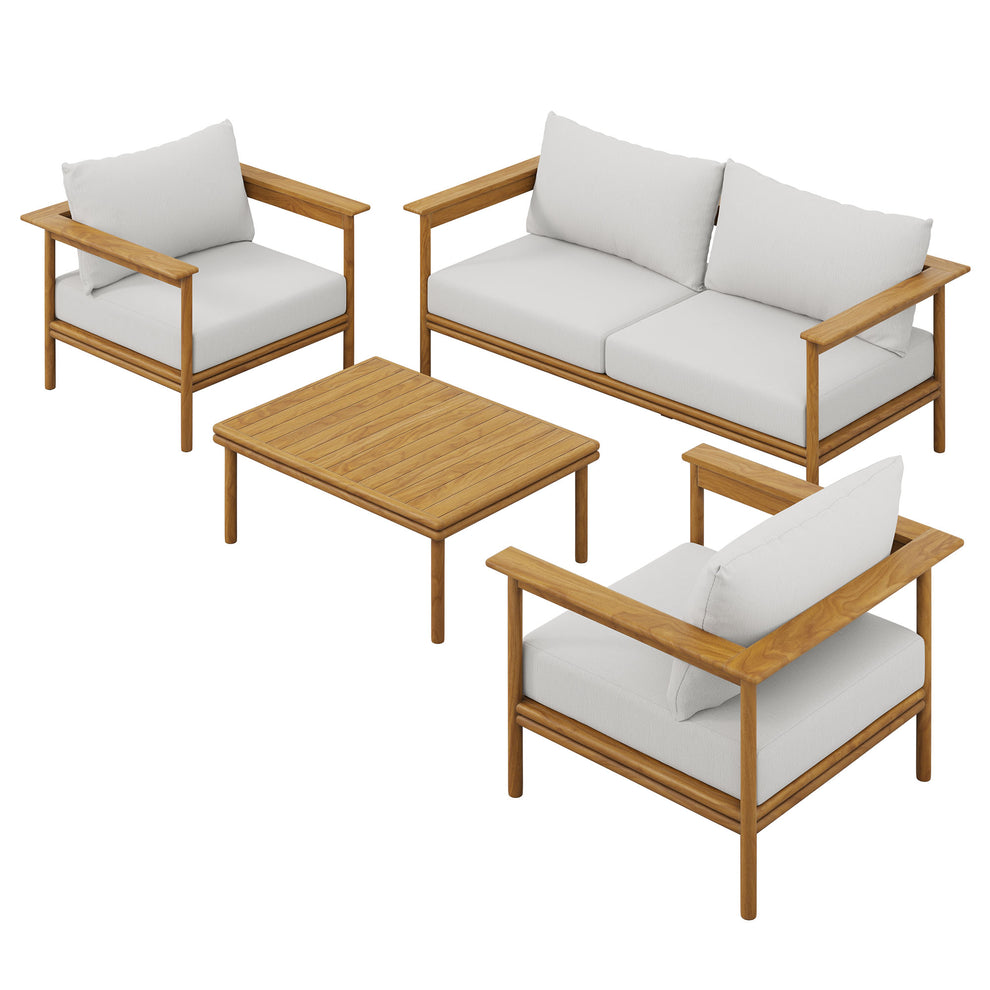 Wren 4-Piece Outdoor Patio Teak Wood Furniture Set by Modway | Outdoor Chairs | Modishstore - 7