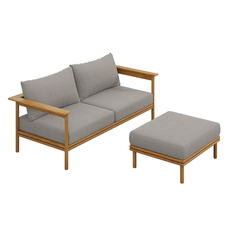 Wren 2-Piece Outdoor Patio Teak Wood Sofa and Ottoman Set by Modway | Outdoor Chairs | Modishstore - 2
