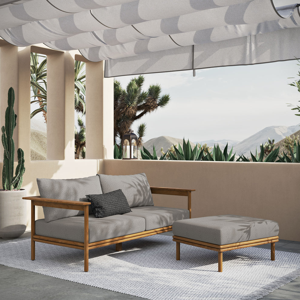 Wren 2-Piece Outdoor Patio Teak Wood Sofa and Ottoman Set by Modway | Outdoor Chairs | Modishstore - 1