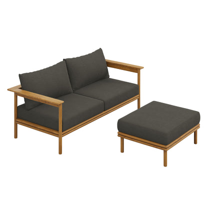 Wren 2-Piece Outdoor Patio Teak Wood Sofa and Ottoman Set by Modway | Outdoor Chairs | Modishstore - 4