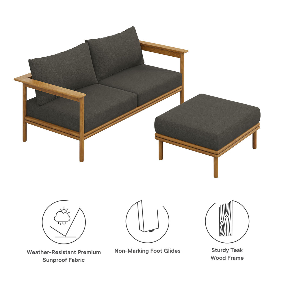Wren 2-Piece Outdoor Patio Teak Wood Sofa and Ottoman Set by Modway | Outdoor Chairs | Modishstore - 6
