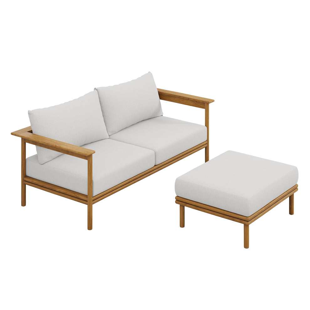 Wren 2-Piece Outdoor Patio Teak Wood Sofa and Ottoman Set by Modway | Outdoor Chairs | Modishstore - 7