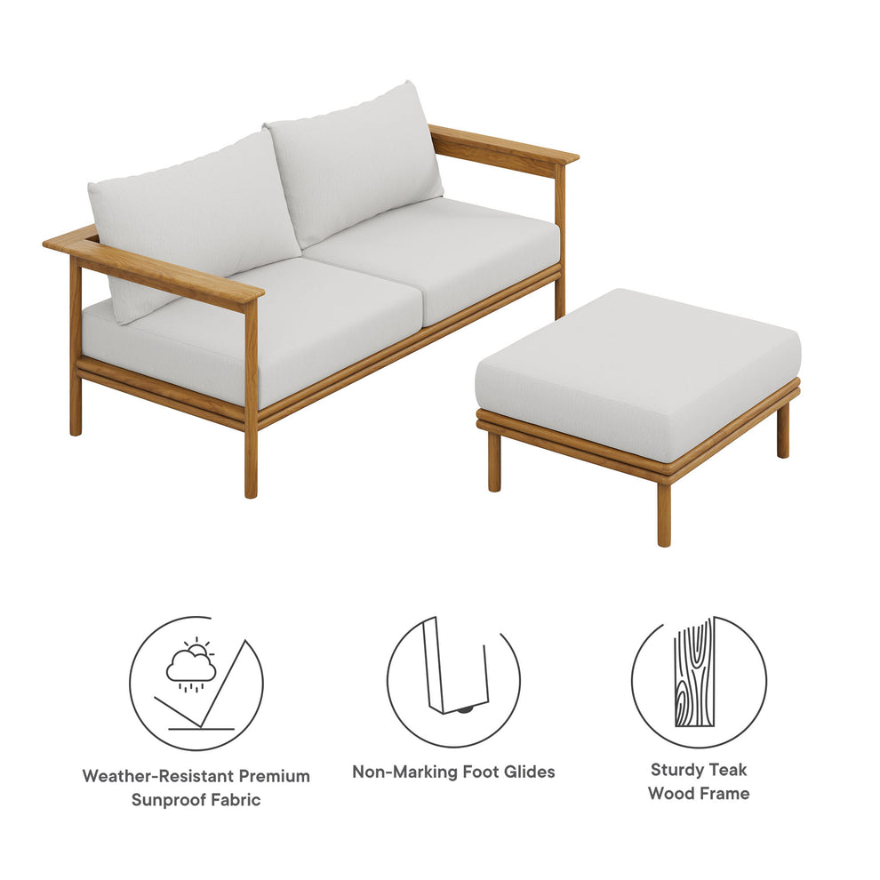 Wren 2-Piece Outdoor Patio Teak Wood Sofa and Ottoman Set by Modway | Outdoor Chairs | Modishstore - 9