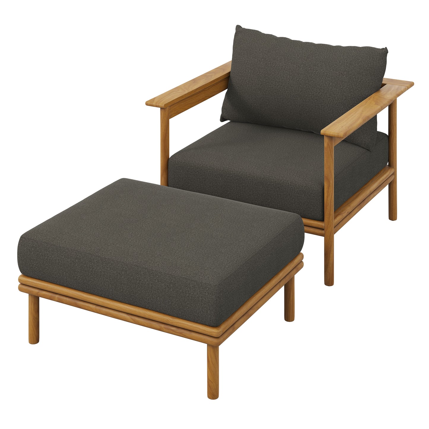 Wren Outdoor Patio Teak Wood Armchair and Ottoman Set by Modway | Outdoor Chairs | Modishstore - 4