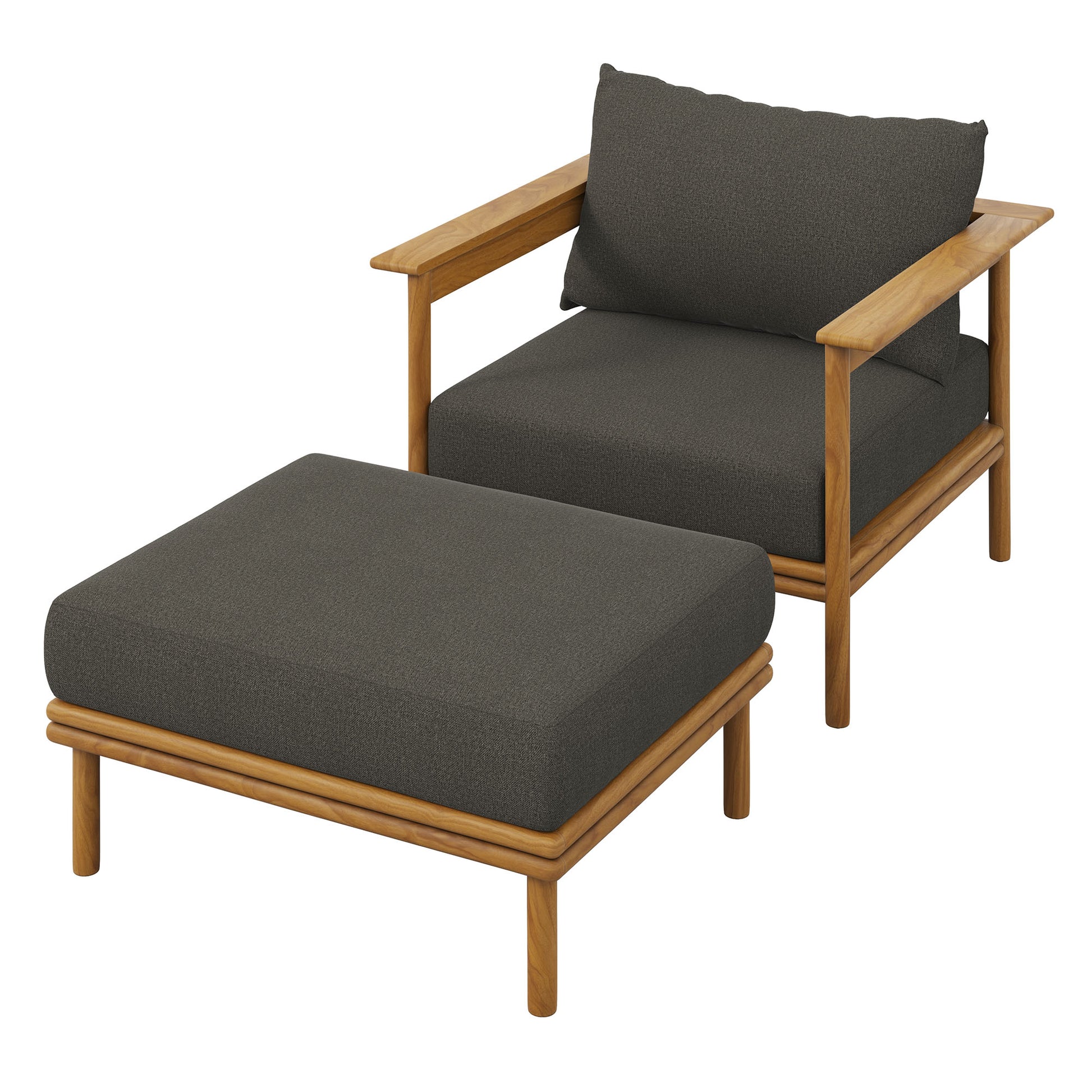 Wren Outdoor Patio Teak Wood Armchair and Ottoman Set by Modway | Outdoor Chairs | Modishstore - 4