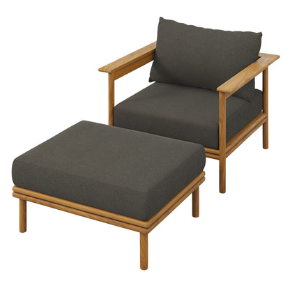 Wren Outdoor Patio Teak Wood Armchair and Ottoman Set by Modway | Outdoor Chairs | Modishstore - 4