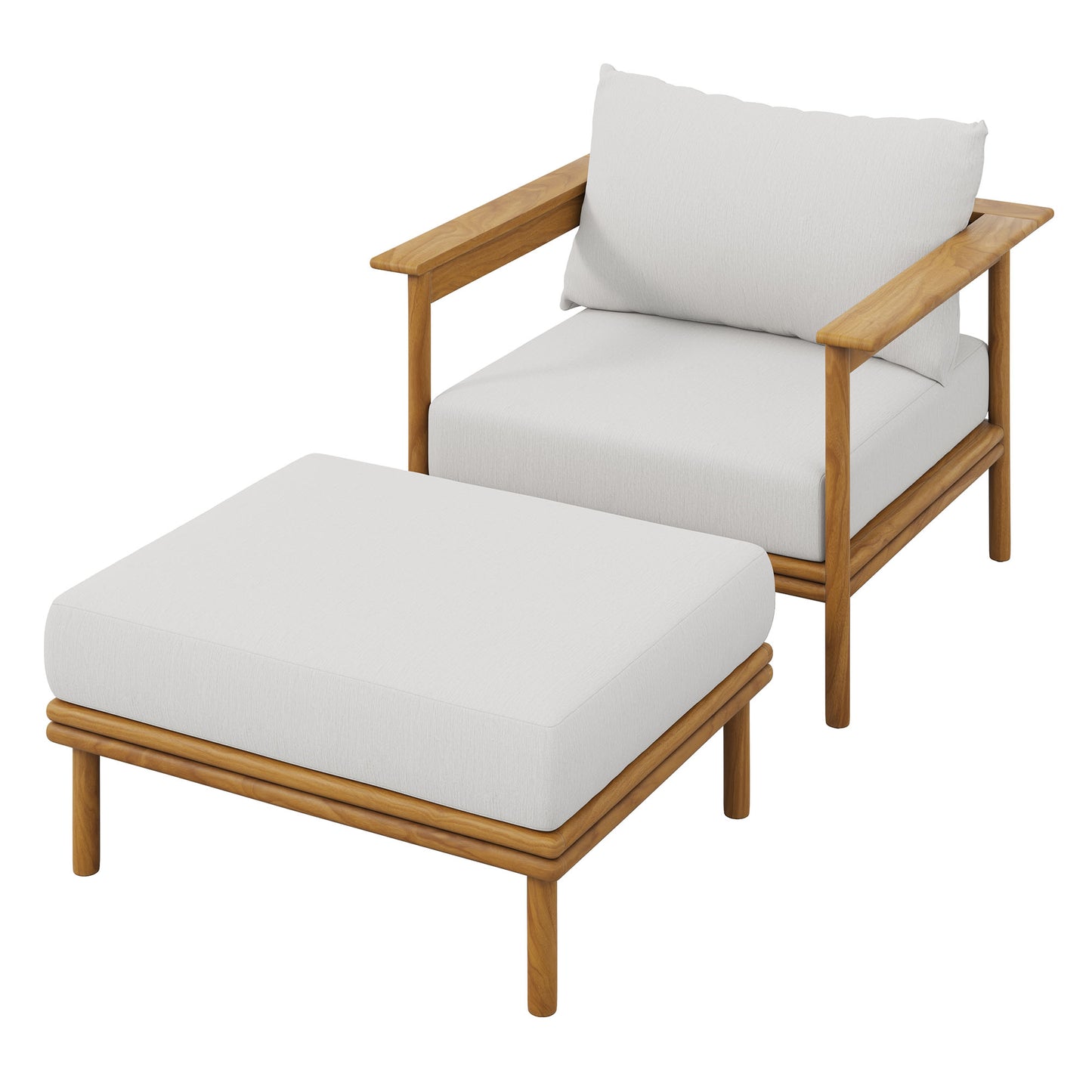 Wren Outdoor Patio Teak Wood Armchair and Ottoman Set by Modway | Outdoor Chairs | Modishstore - 7
