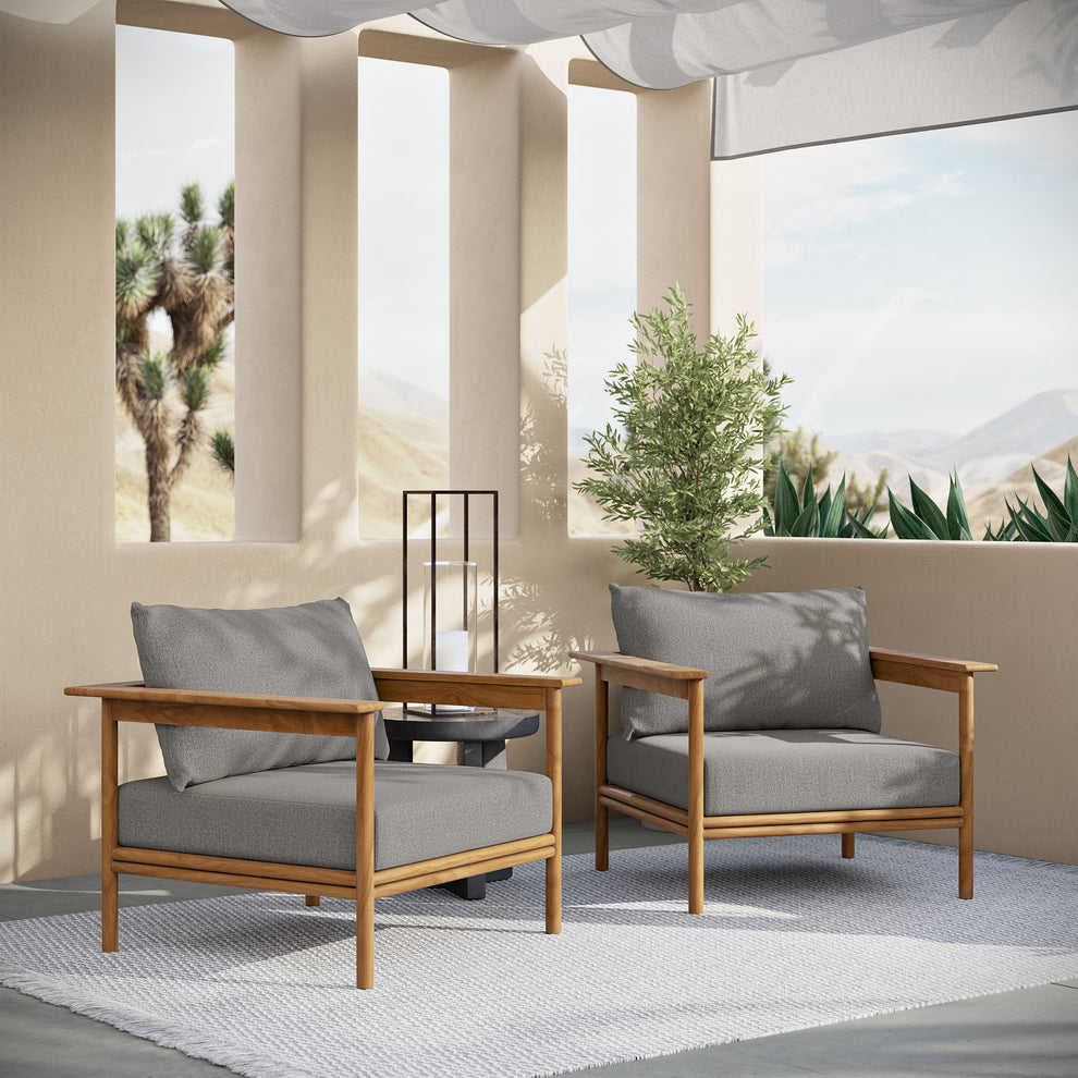 Wren Outdoor Patio Teak Wood Armchair Set of 2 by Modway | Outdoor Chairs | Modishstore - 1