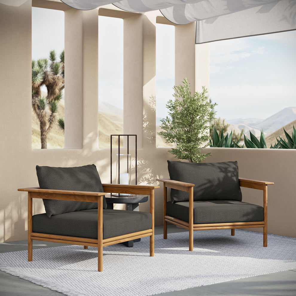 Wren Outdoor Patio Teak Wood Armchair Set of 2 by Modway | Outdoor Chairs | Modishstore - 5
