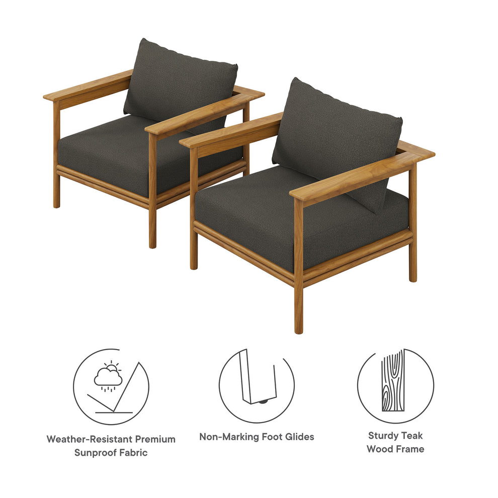Wren Outdoor Patio Teak Wood Armchair Set of 2 by Modway | Outdoor Chairs | Modishstore - 6