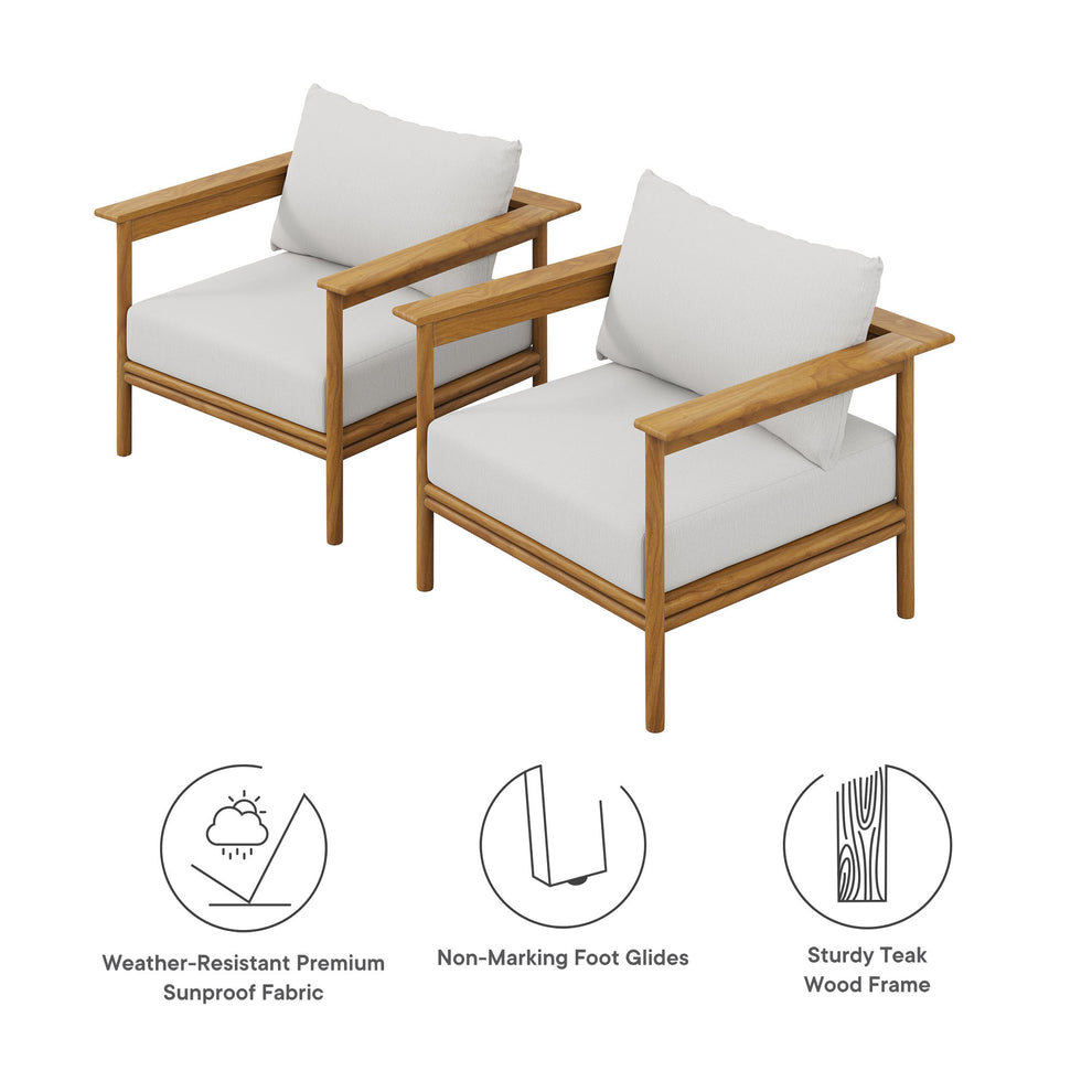 Wren Outdoor Patio Teak Wood Armchair Set of 2 by Modway | Outdoor Chairs | Modishstore - 9
