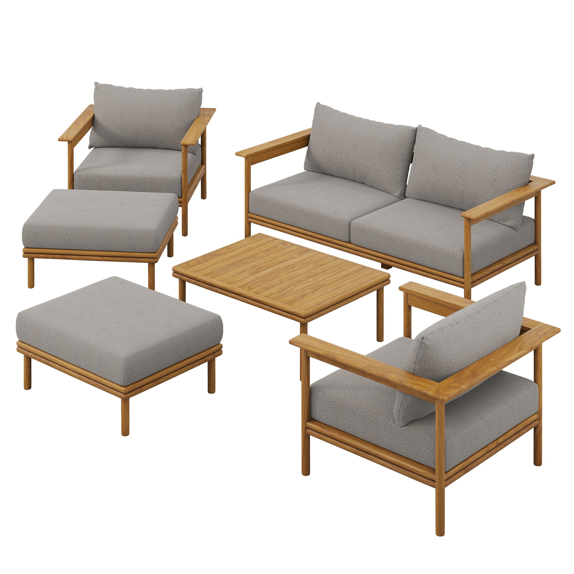 Wren 6-Piece Outdoor Patio Teak Wood Furniture Set by Modway | Outdoor Chairs | Modishstore - 2