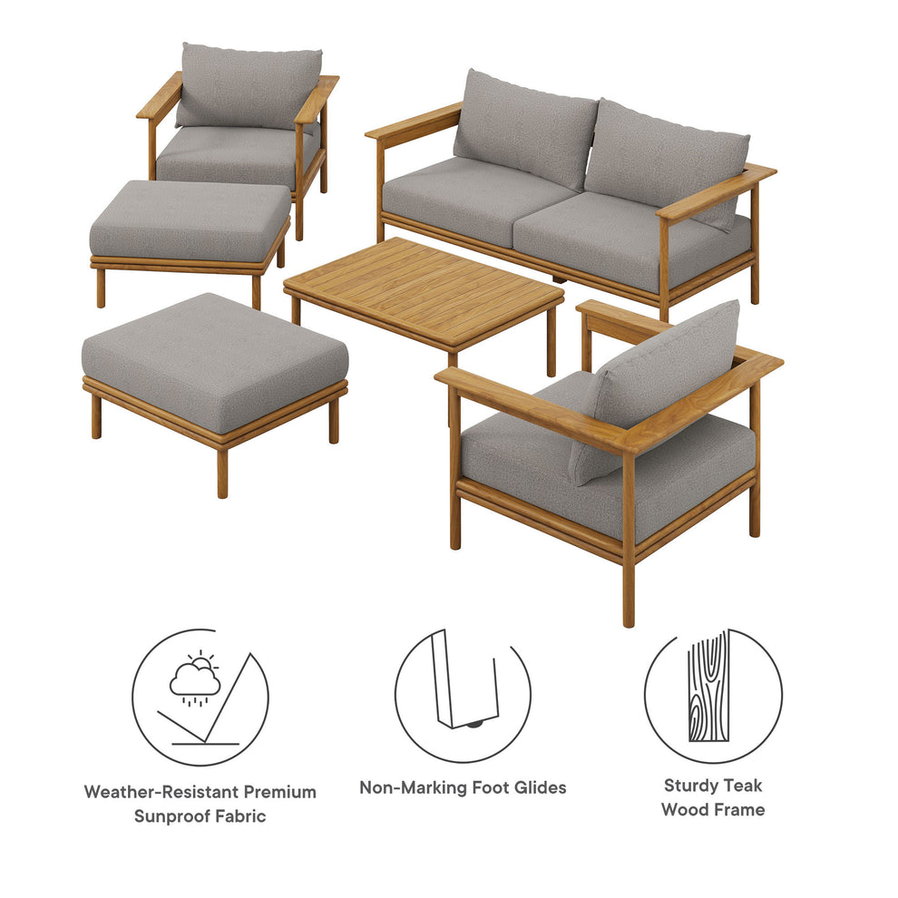 Wren 6-Piece Outdoor Patio Teak Wood Furniture Set by Modway | Outdoor Chairs | Modishstore - 3