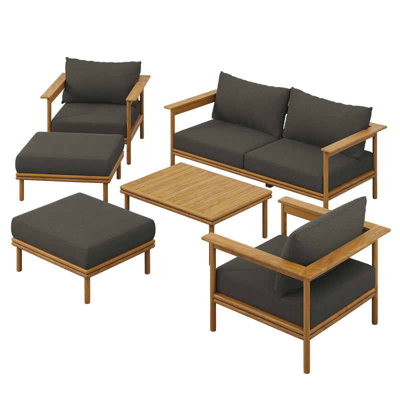 Wren 6-Piece Outdoor Patio Teak Wood Furniture Set by Modway | Outdoor Chairs | Modishstore - 4