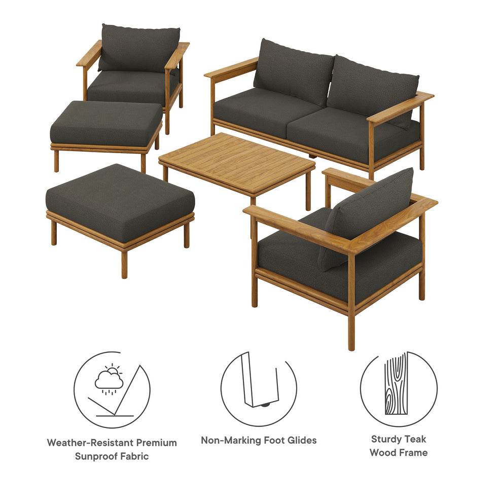 Wren 6-Piece Outdoor Patio Teak Wood Furniture Set by Modway | Outdoor Chairs | Modishstore - 6