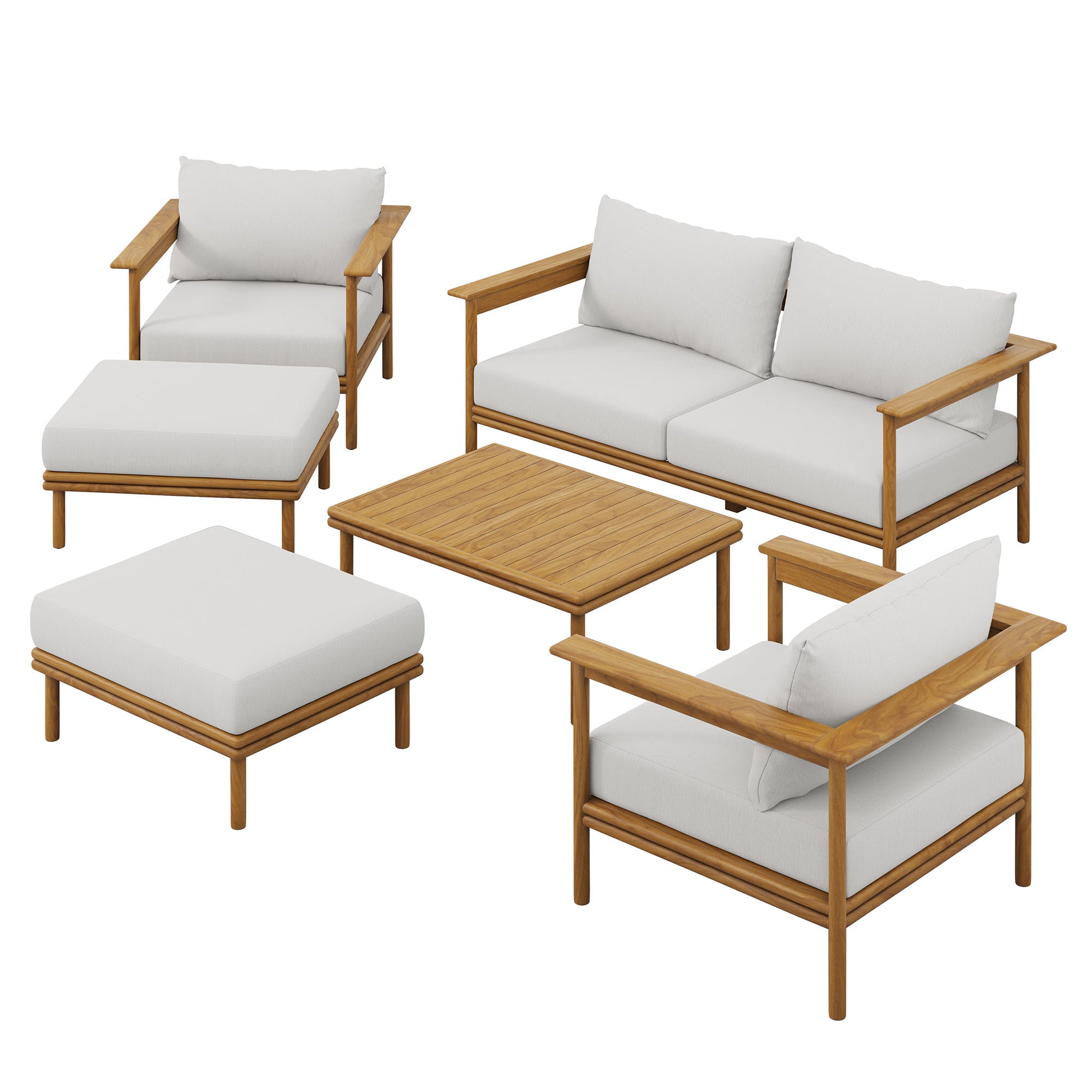 Wren 6-Piece Outdoor Patio Teak Wood Furniture Set by Modway | Outdoor Chairs | Modishstore - 7