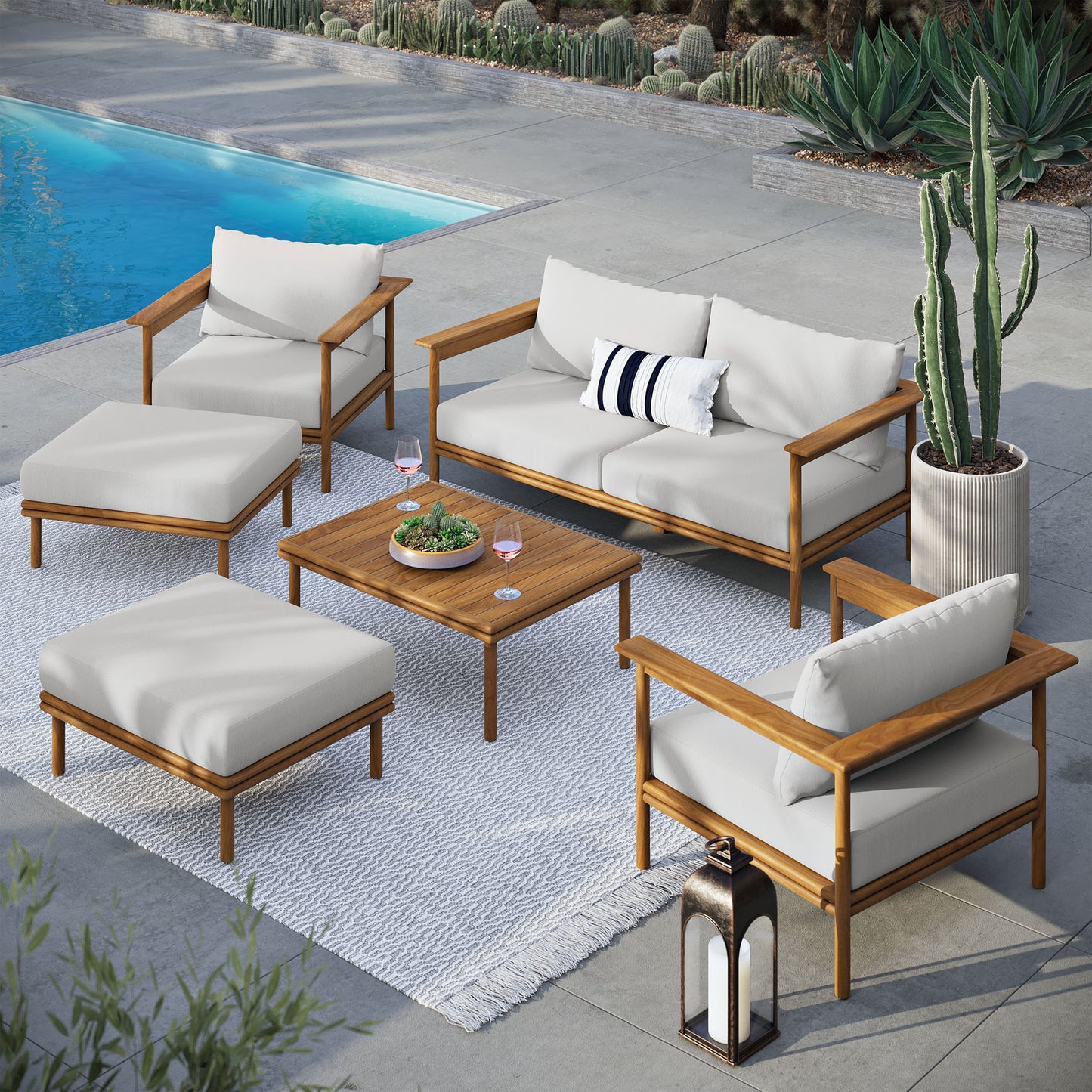 Wren 6-Piece Outdoor Patio Teak Wood Furniture Set by Modway | Outdoor Chairs | Modishstore - 8