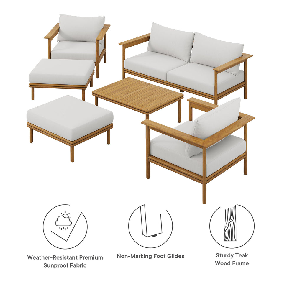 Wren 6-Piece Outdoor Patio Teak Wood Furniture Set by Modway | Outdoor Chairs | Modishstore - 9