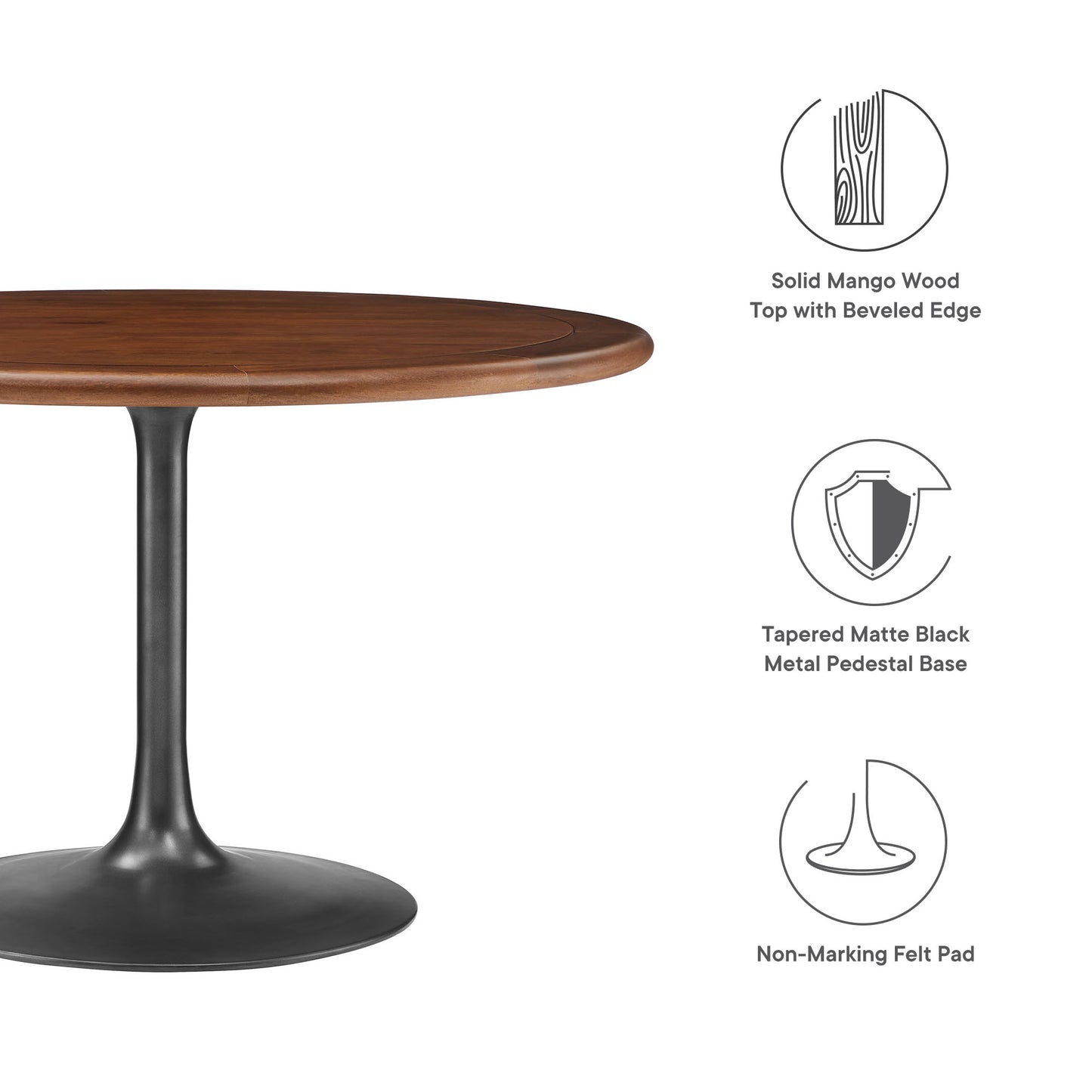 Lippa 48" Round Pedestal Solid Wood Dining Table by Modway | Dining Tables | Modishstore - 6