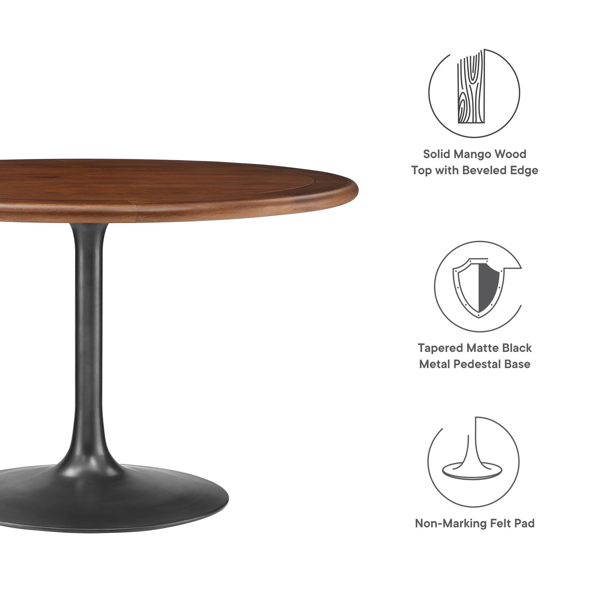 Lippa 48" Round Pedestal Solid Wood Dining Table by Modway | Dining Tables | Modishstore - 6