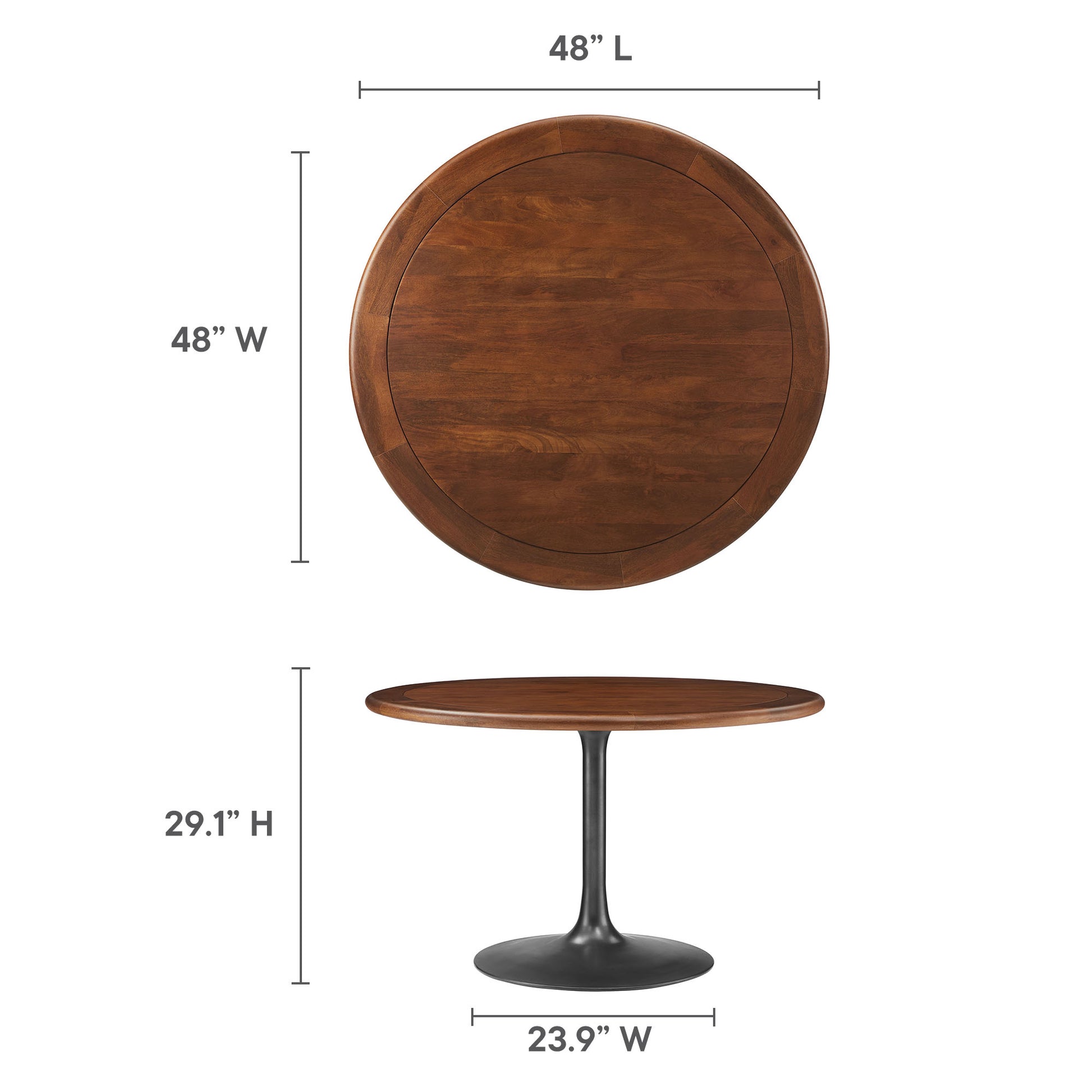 Lippa 48" Round Pedestal Solid Wood Dining Table by Modway | Dining Tables | Modishstore - 7