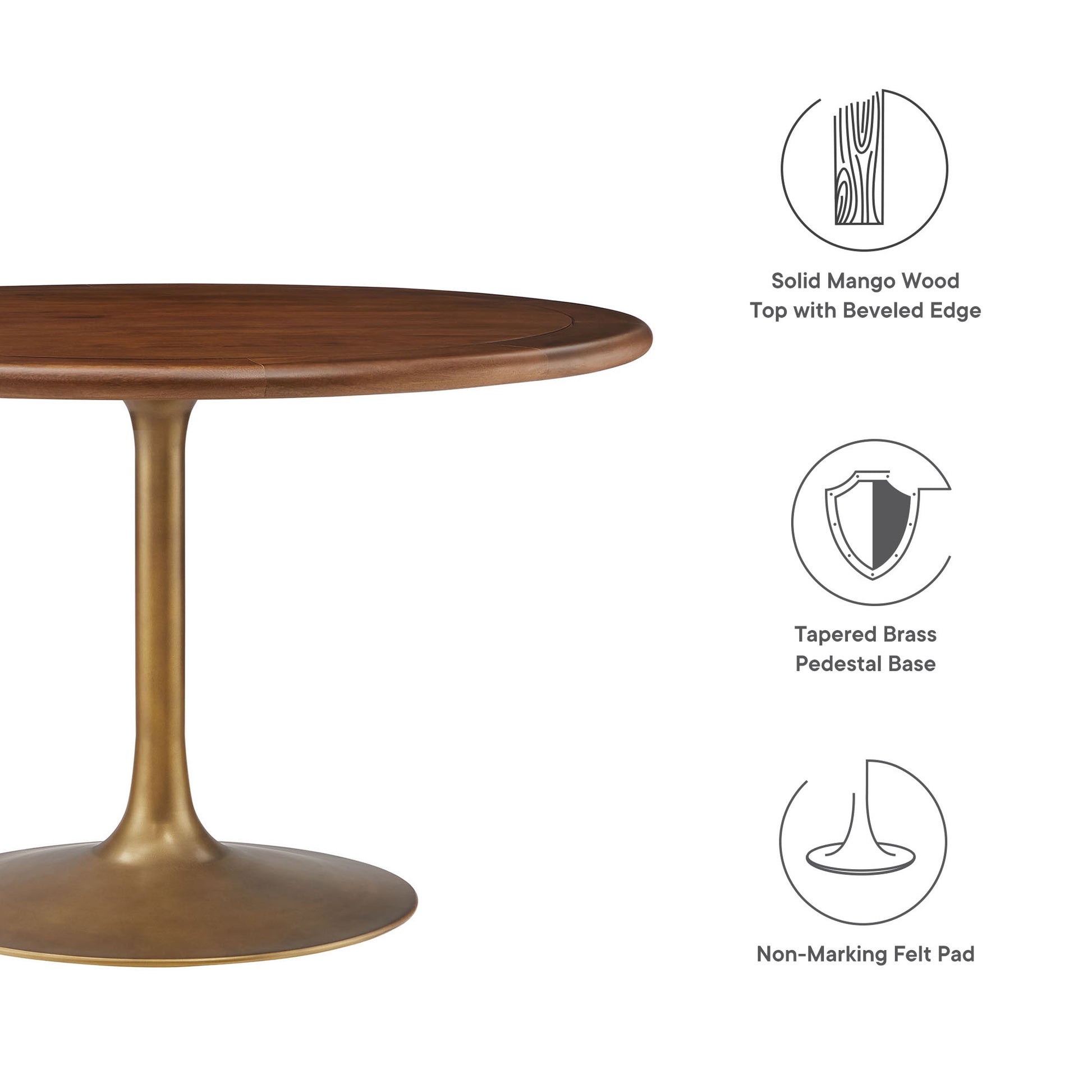 Lippa 48" Round Pedestal Solid Wood Dining Table by Modway | Dining Tables | Modishstore - 13