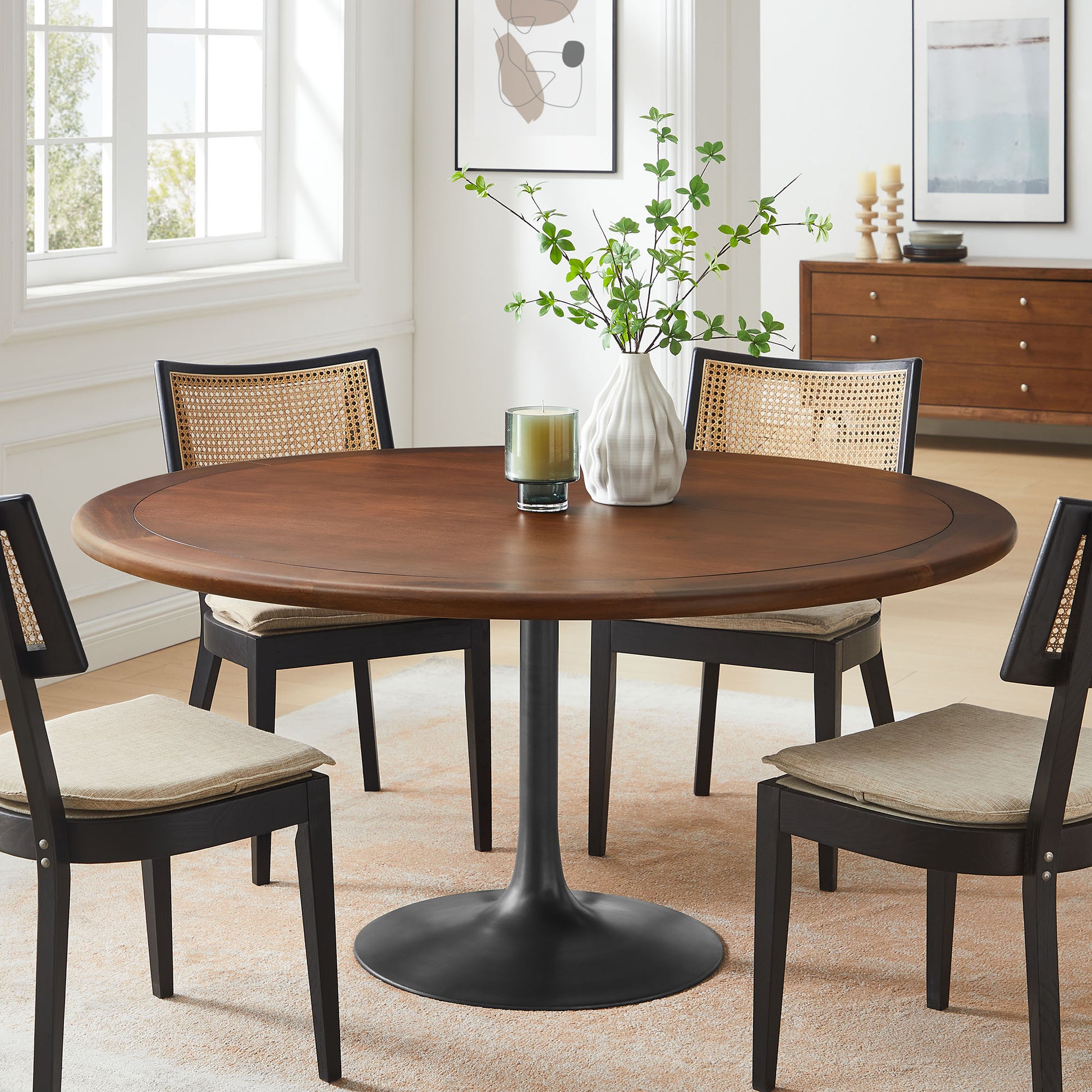 Lippa 60" Round Pedestal Solid Wood Dining Table by Modway | Dining Tables | Modishstore - 1
