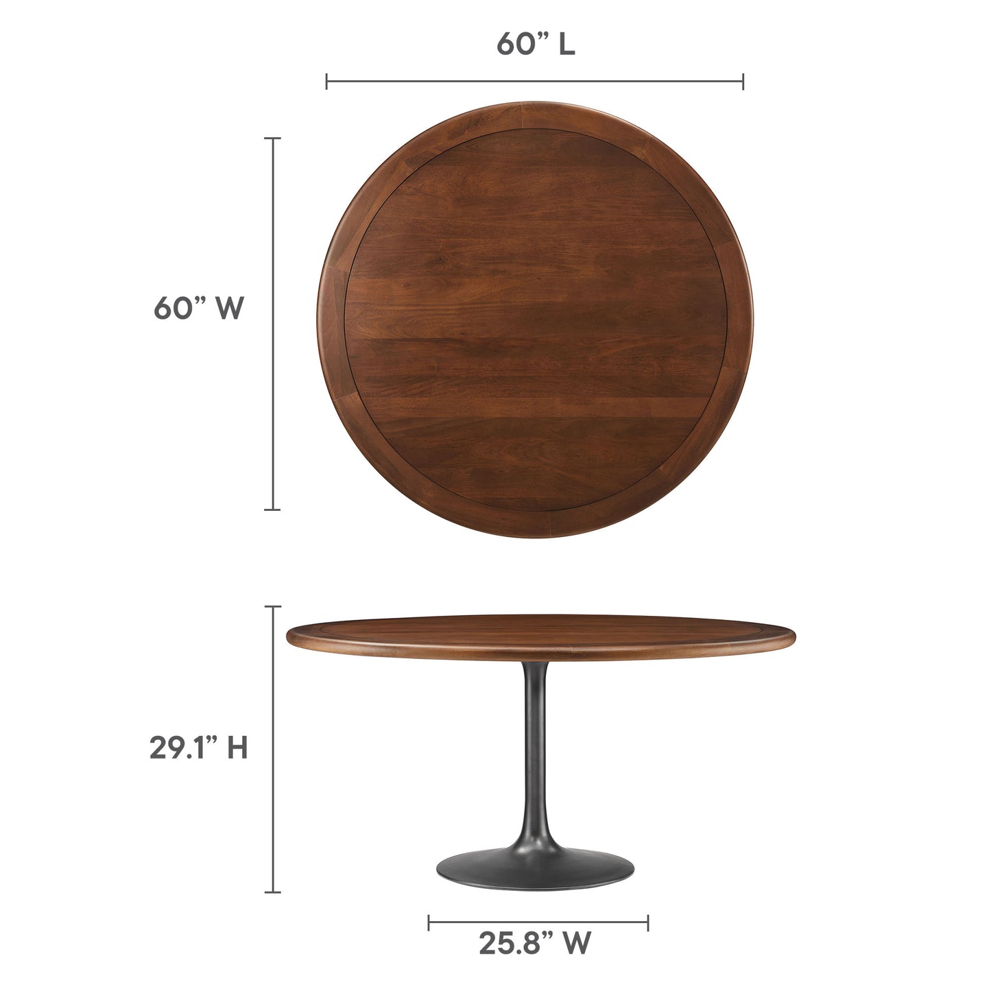 Lippa 60" Round Pedestal Solid Wood Dining Table by Modway | Dining Tables | Modishstore - 7