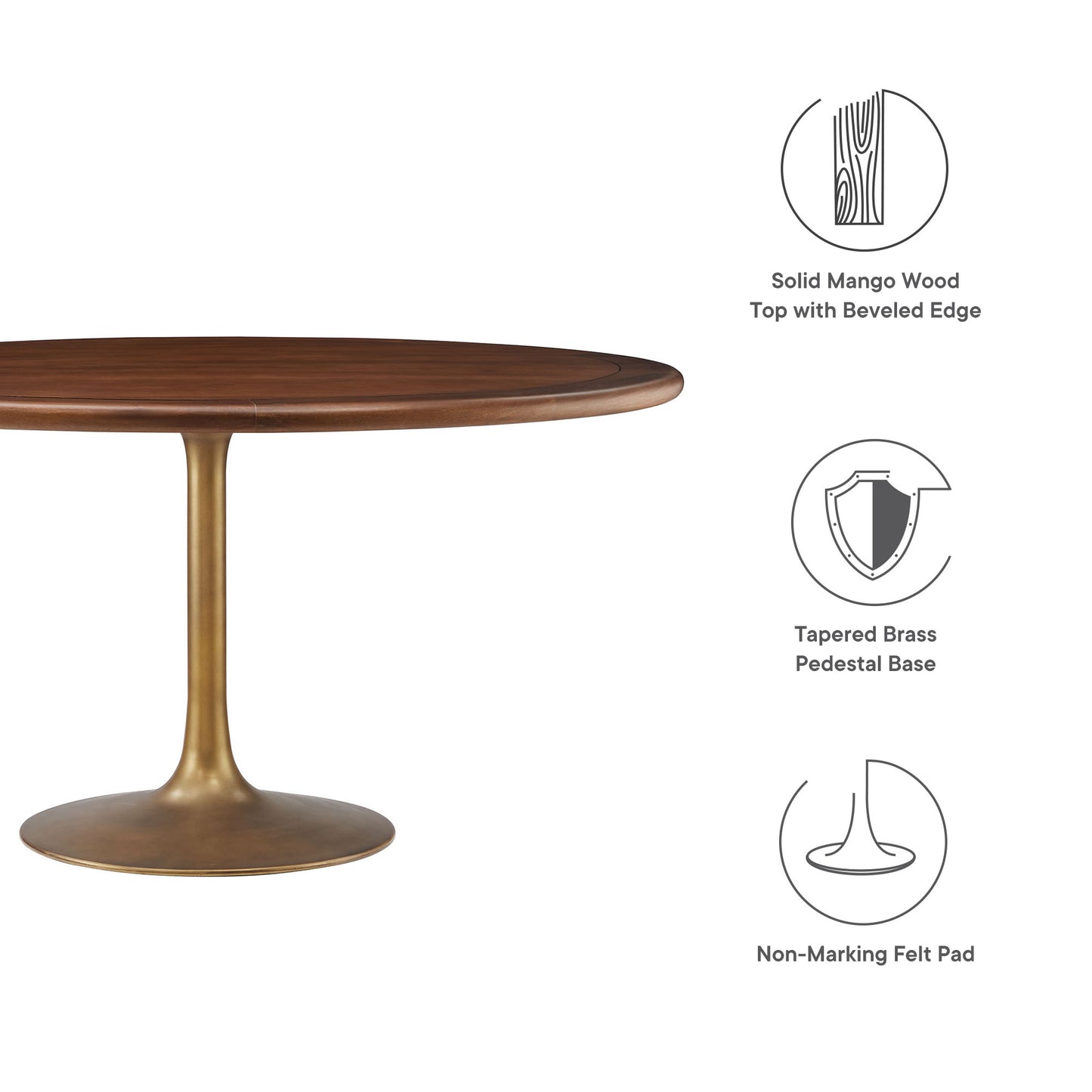 Lippa 60" Round Pedestal Solid Wood Dining Table by Modway | Dining Tables | Modishstore - 13