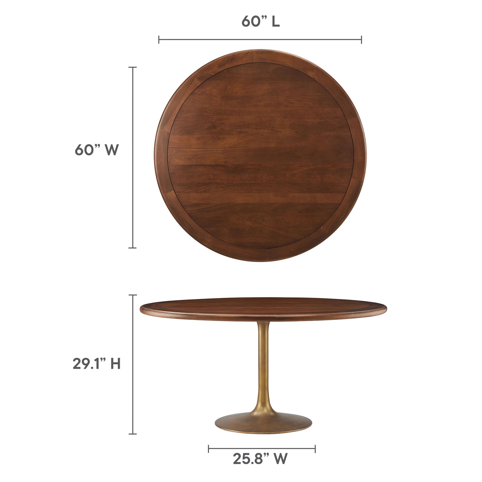 Lippa 60" Round Pedestal Solid Wood Dining Table by Modway | Dining Tables | Modishstore - 14