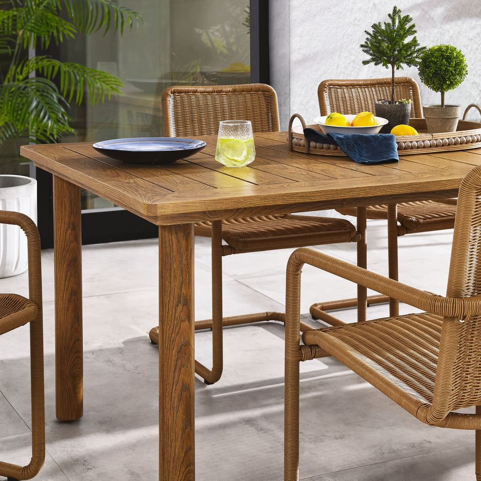 Abacus 7-Piece Rectangular Outdoor Patio Aluminum Dining Table Set with Rattan Armchairs by Modway | Armchairs | Modishstore - 3