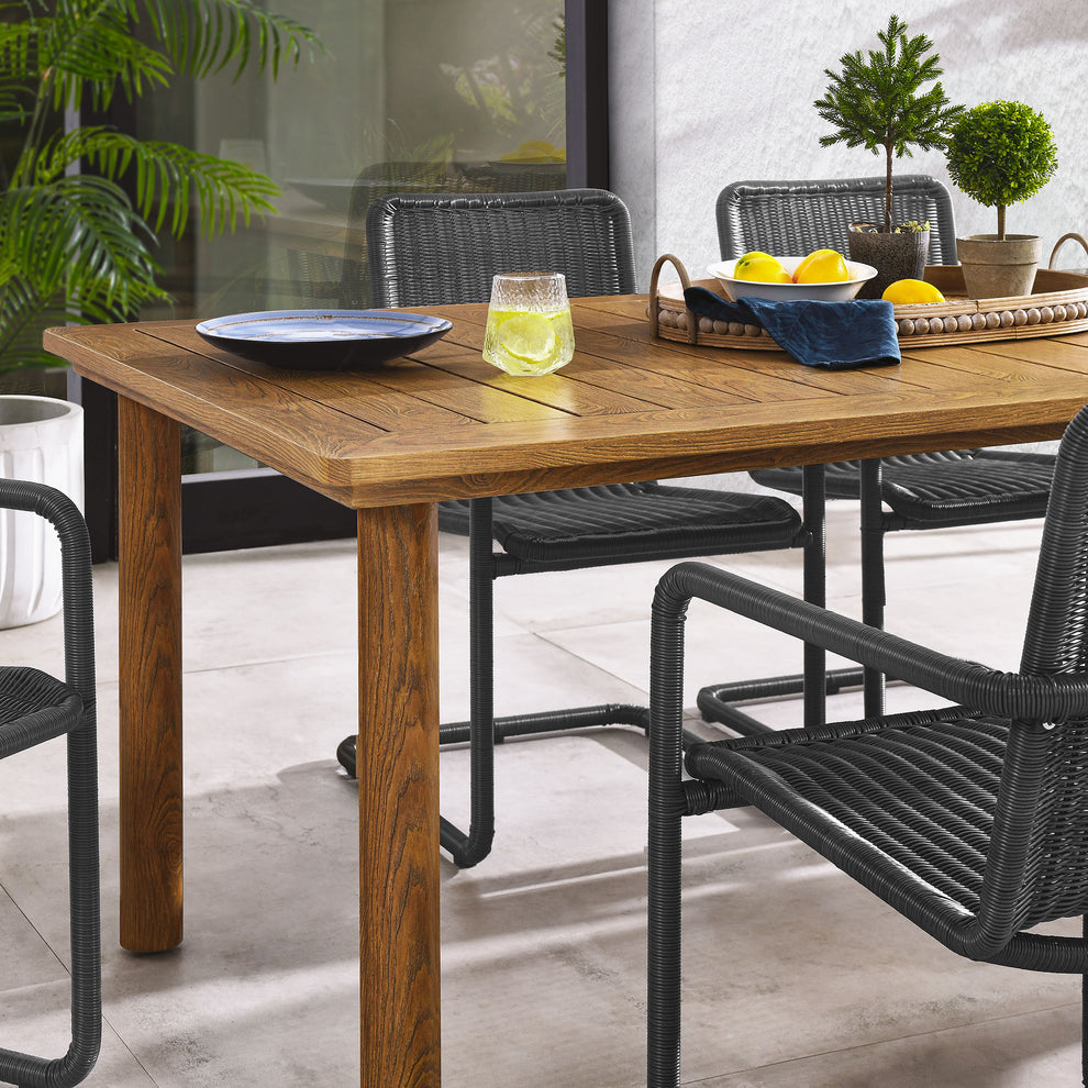 Abacus 7-Piece Rectangular Outdoor Patio Aluminum Dining Table Set with Rattan Armchairs by Modway | Armchairs | Modishstore - 6