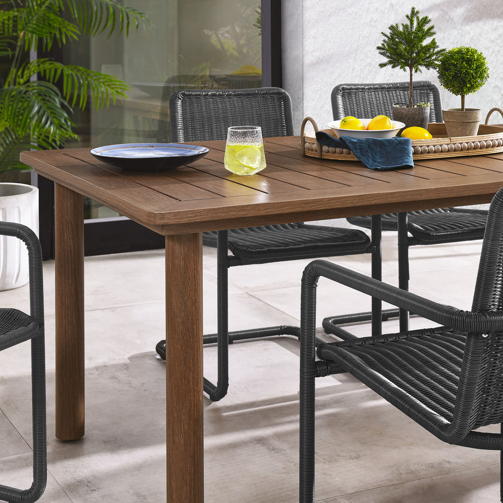 Abacus 7-Piece Rectangular Outdoor Patio Aluminum Dining Table Set with Rattan Armchairs by Modway | Armchairs | Modishstore - 10