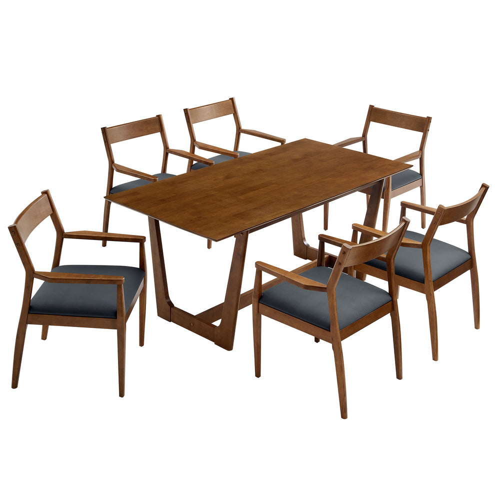 Solara 7-Piece Wood Dining Set with Vegan Leather Armchairs by Modway | Dining Sets | Modishstore - 2