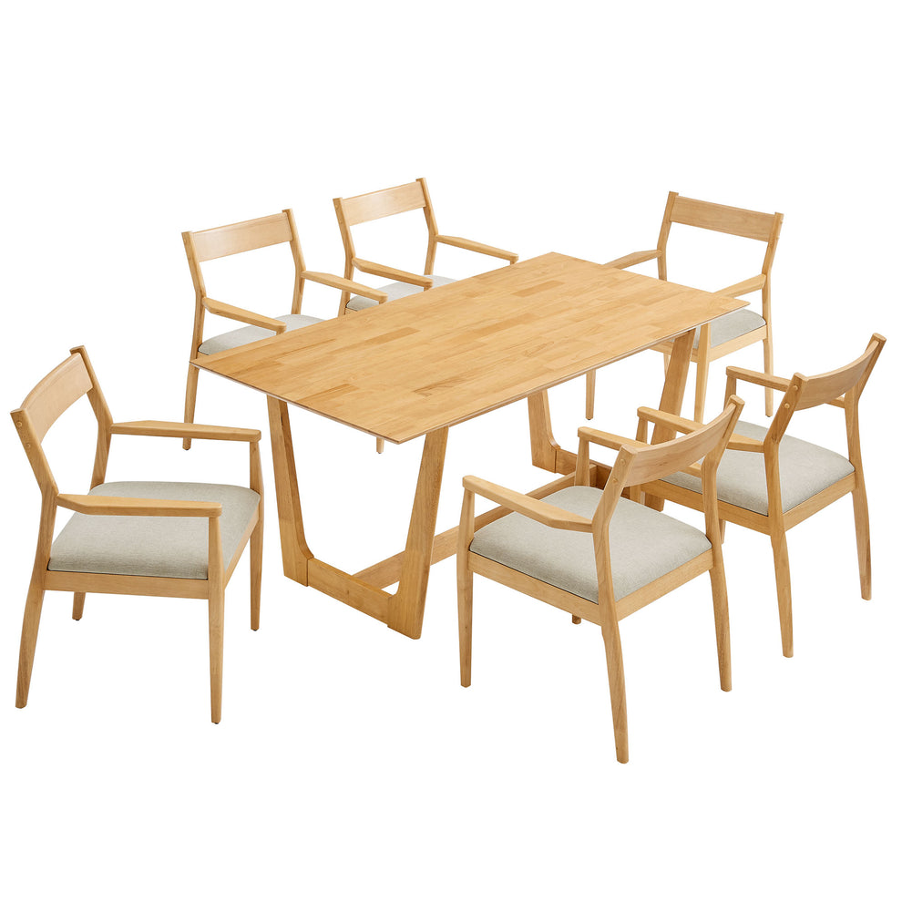 Solara 7-Piece Wood Dining Set with Fabric Upholstered Armchairs by Modway | Dining Sets | Modishstore - 2