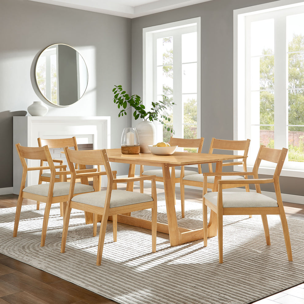 Solara 7-Piece Wood Dining Set with Fabric Upholstered Armchairs by Modway | Dining Sets | Modishstore - 3
