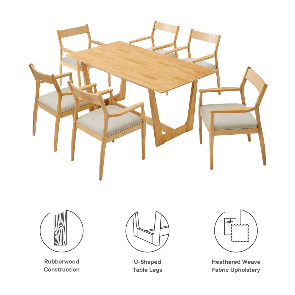 Solara 7-Piece Wood Dining Set with Fabric Upholstered Armchairs by Modway | Dining Sets | Modishstore - 4