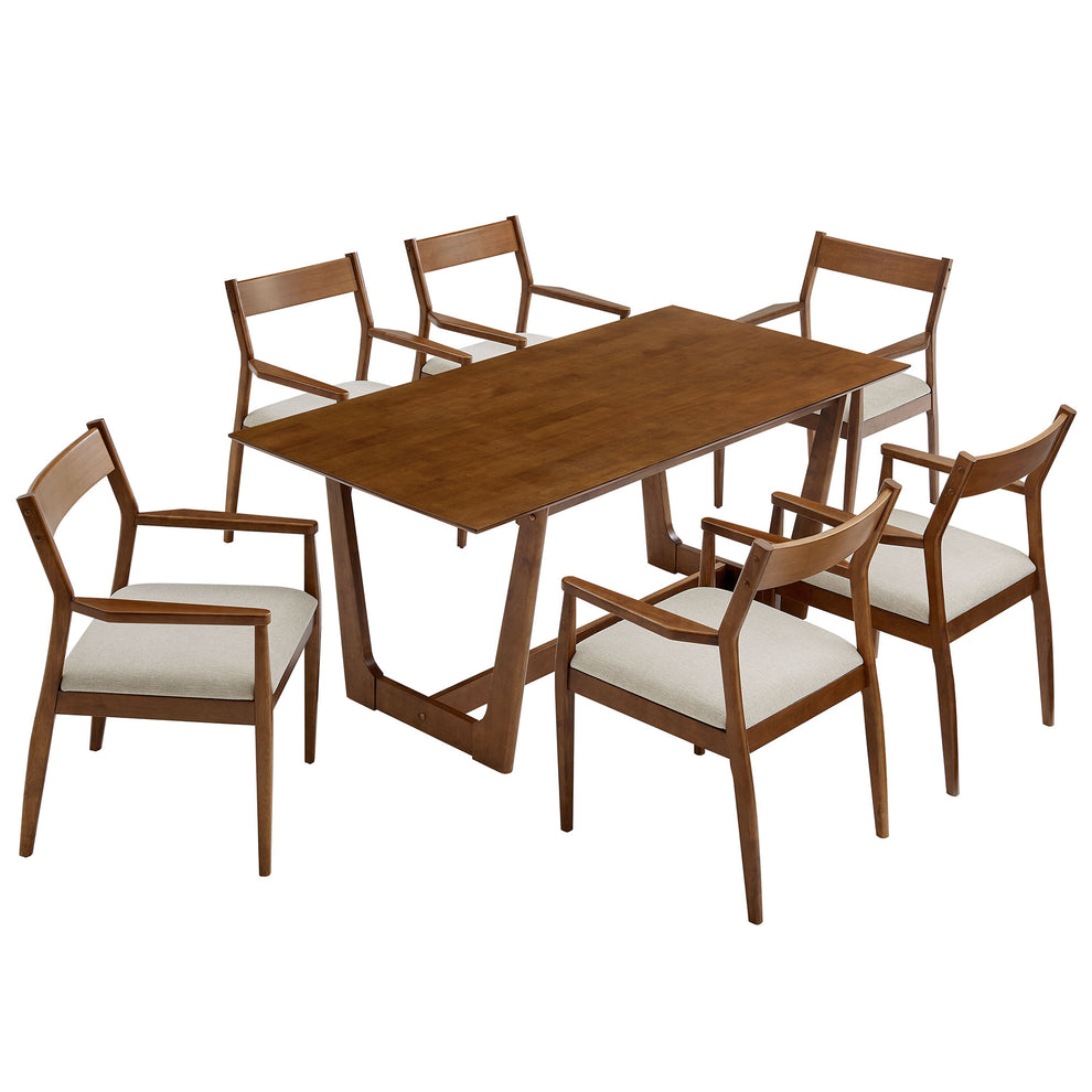 Solara 7-Piece Wood Dining Set with Fabric Upholstered Armchairs by Modway | Dining Sets | Modishstore - 5
