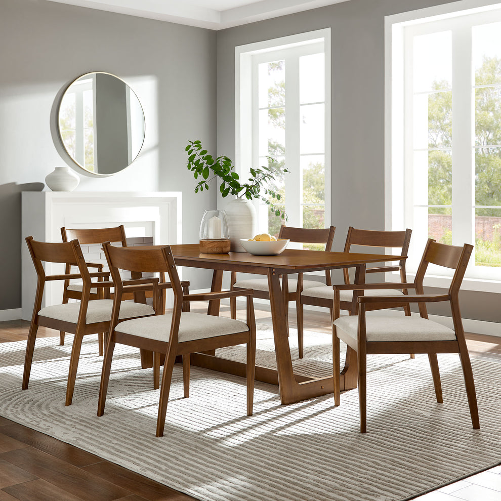 Solara 7-Piece Wood Dining Set with Fabric Upholstered Armchairs by Modway | Dining Sets | Modishstore - 6