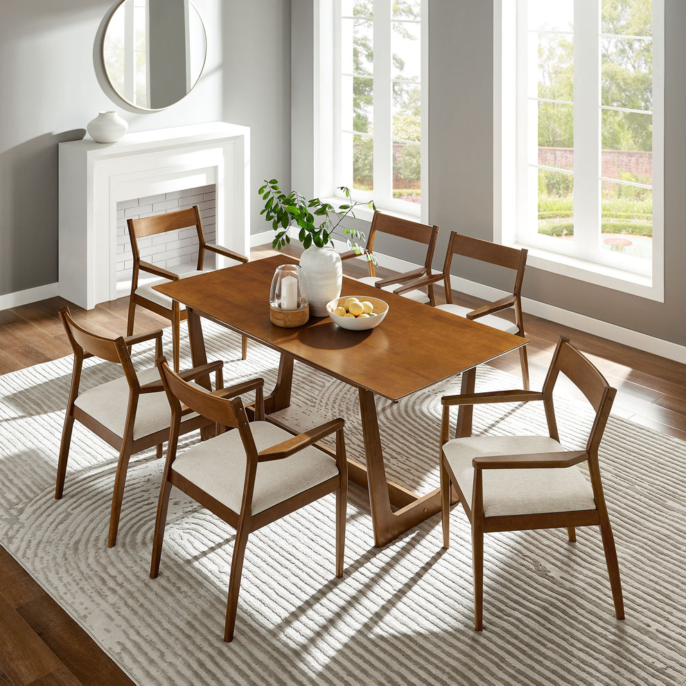 Solara 7-Piece Wood Dining Set with Fabric Upholstered Armchairs by Modway | Dining Sets | Modishstore - 7