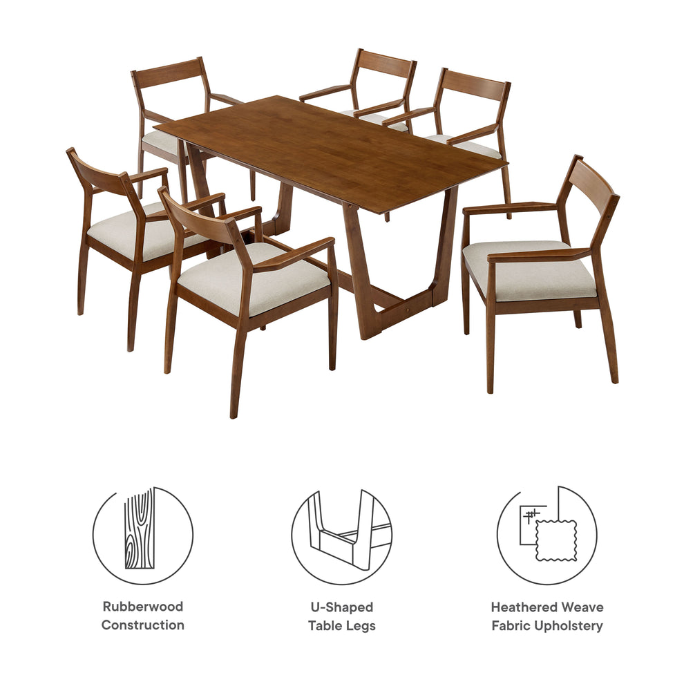 Solara 7-Piece Wood Dining Set with Fabric Upholstered Armchairs by Modway | Dining Sets | Modishstore - 8