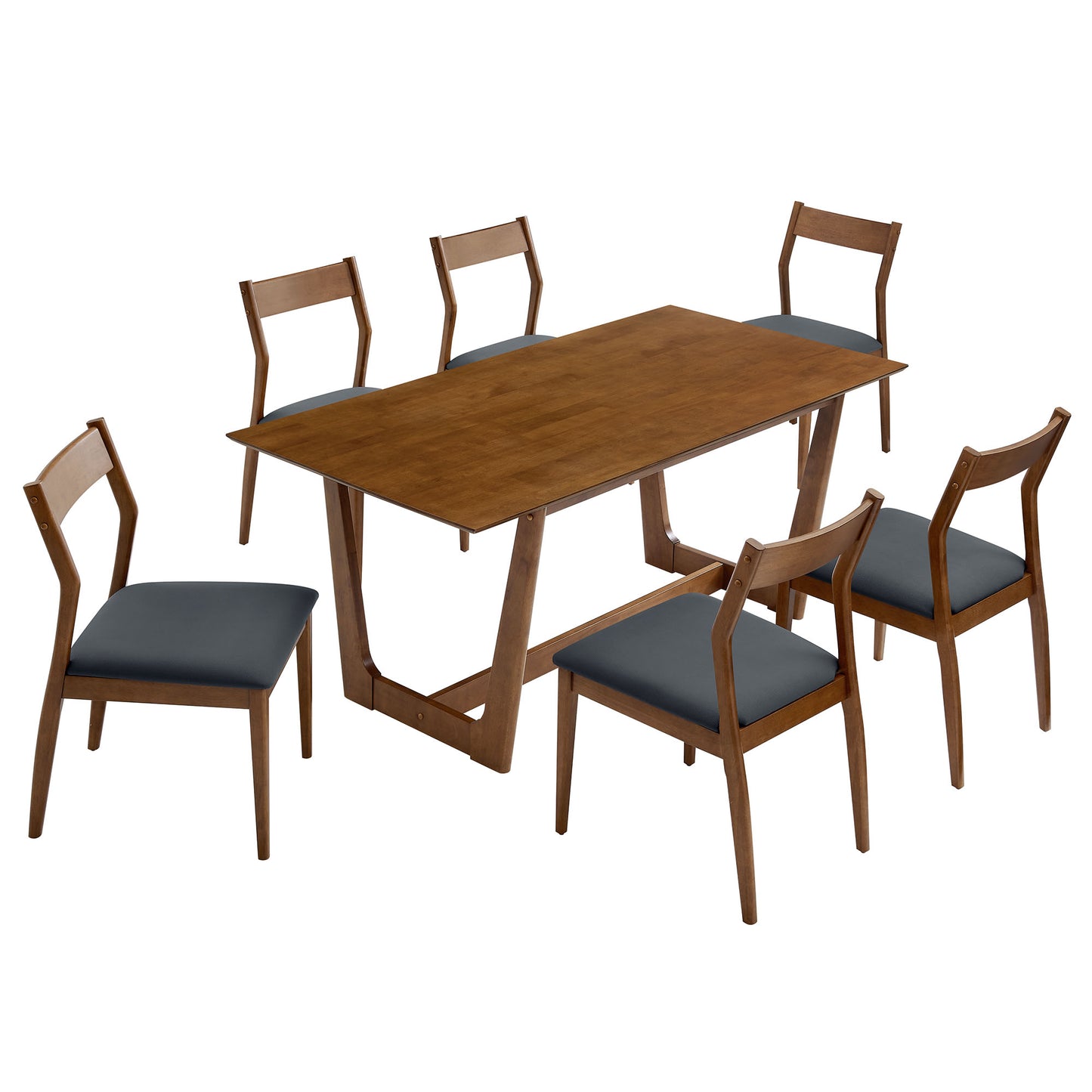 Solara 7-Piece Wood Dining Set with Vegan Leather Side Chairs by Modway | Dining Sets | Modishstore - 2
